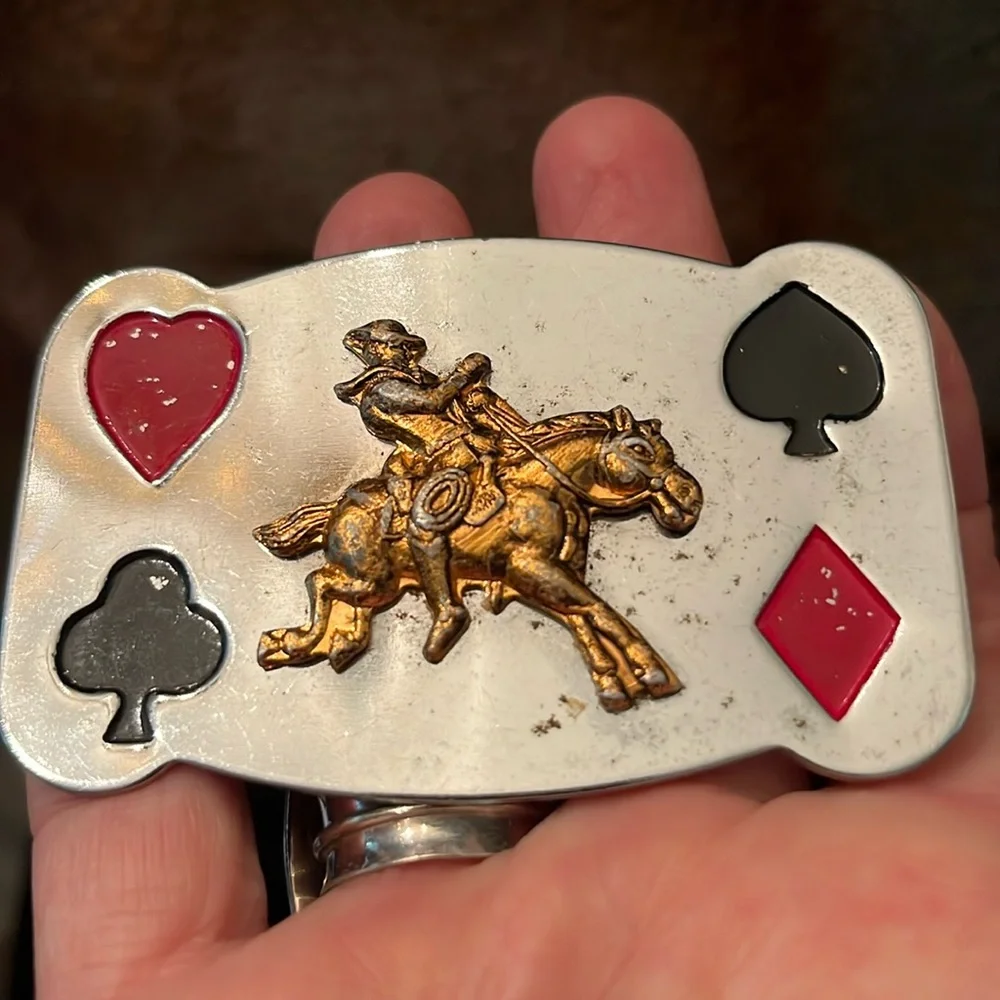 Vintage Bucking Horse & Riding Cowboy Belt Buckle